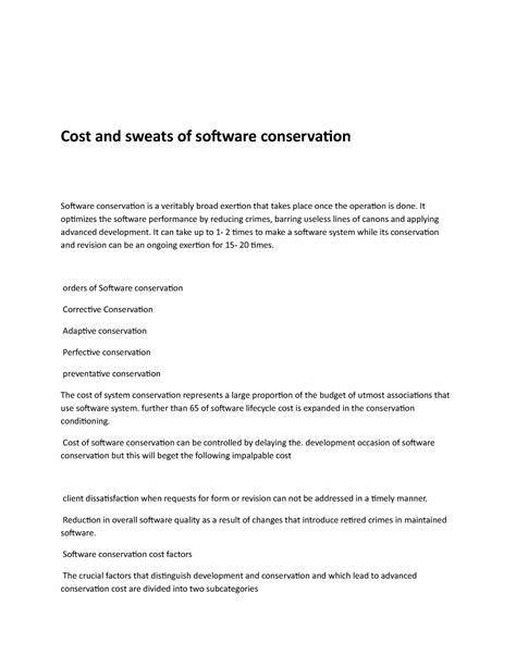 Cost and sweats of software conservation - Cost and sweats of software ...