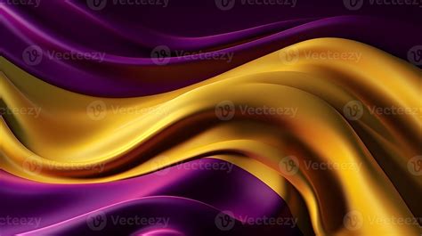 3D Wave Bright Gold and Purple Gradient Silk Fabric Abstract Background ...