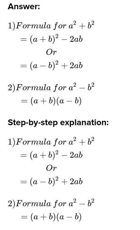 Complete the formula:- (a - b) (…………) = a² + b² + 2ab - Brainly.in