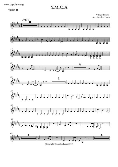 Village People-Ymca Violin Score pdf, - Free Score Download ★