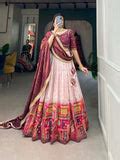 Light Pink Pure Viscose Jacquard Lehenga Choli with Zardosi