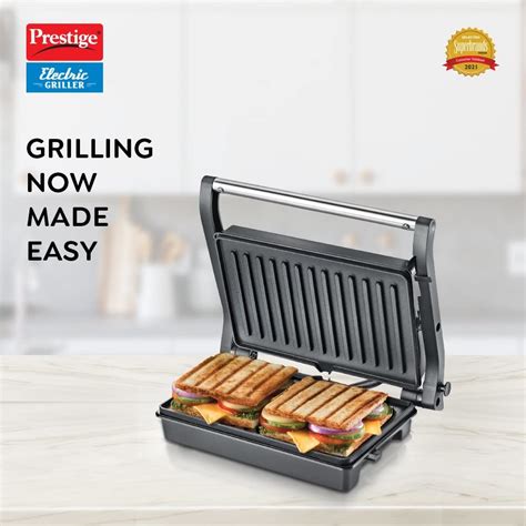 Prestige PEG 5.0 Non-Stick Coating 800 W Electric Grill (Silver and ...