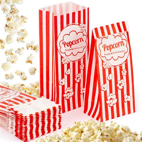 Amazon.com: MAQIHAN 50 Popcorn Bags Individual Servings - Flat Bottom ...