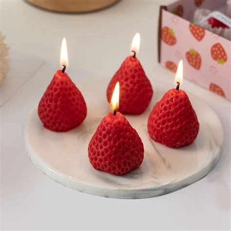 LSLJS 9 Pcs Strawberry Scented Candles, Mini Strawberry Shape Candle ...