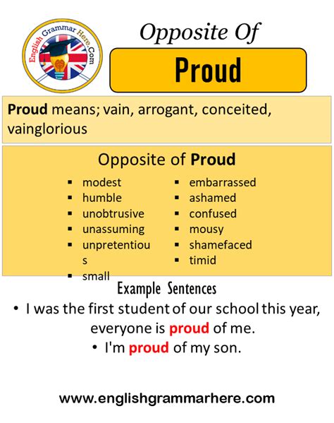 Opposite Of Proud, Antonyms of Proud, Meaning and Example Sentences ...