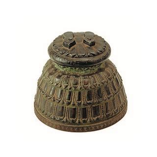 Mudi, Ritual cover for deities with two padukas (sacred feet)in relief ...