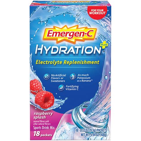 Emergen-C Hydration+ Sports Drink Mix With Vitamin C (18 Count ...