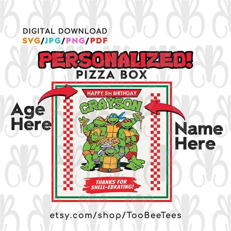 Teenage Mutant Ninja Turtles Custom Birthday Pizza Box SVG Cut Files ...