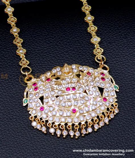 Buy 30 inch Long Beads Chain with Stone Gajalakshmi Dollar Designs