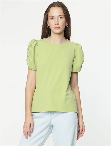 Buy Cotton Rich Half Sleeves Top at Marks & Spencer