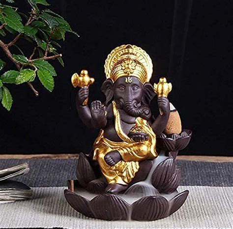White Box Anticia Handicrafts Meditating Sitting Lord Ganesha Smoke ...
