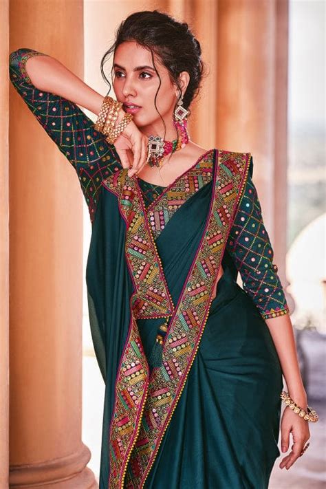 Buy Prussian Blue Silk Saree online-Karagiri