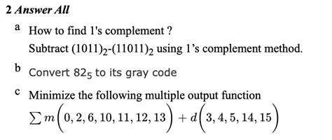 Image result for Subract the Fallowing Decimal Numbers Using 1s Complement