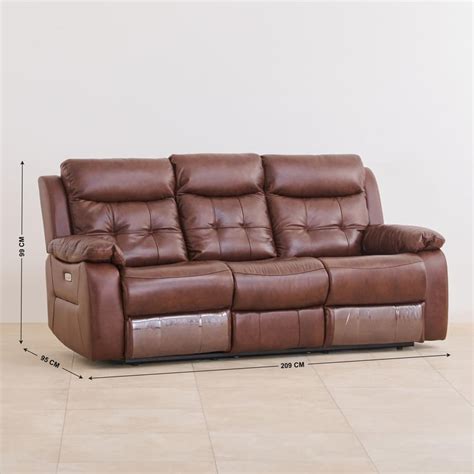 Buy Blake Half Leather 3-Seater Electric Recliner - Tan from Home ...