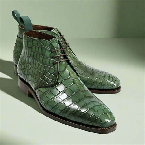 Green Alligator Leather Chukka Boot for Men | The Royale Peacock ⭐⭐⭐⭐⭐