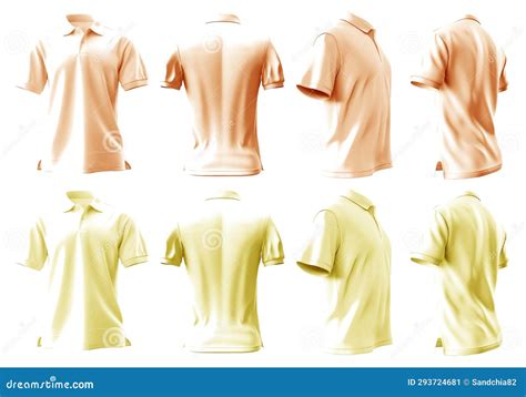 2 Set of Pastel Light Orange Yellow Front, Back and Side View Collar ...