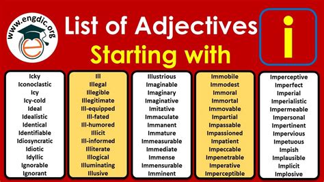 All Adjectives that Start with I (Sorted List) - EngDic