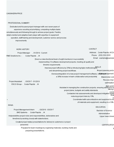 Project Manager Resume Tips 的图像结果