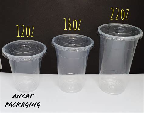 100 Sets - 16 Oz. Crystal Clear Plastic S With Flat Lids 無料配達