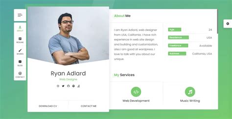 HTML and CSS Resume Templates 的图像结果
