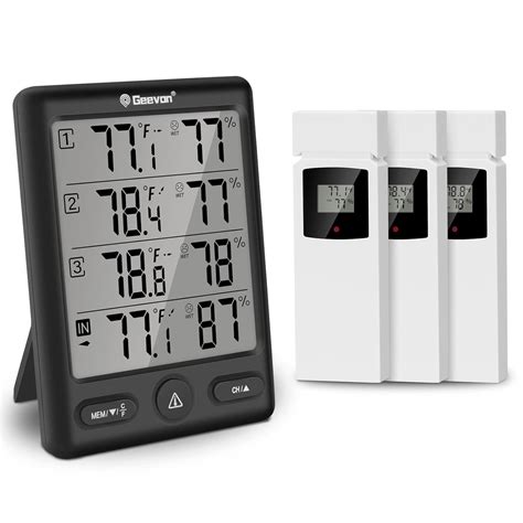 Geevon Indoor Outdoor Thermometer Wireless with 3 Remote Sensors ...