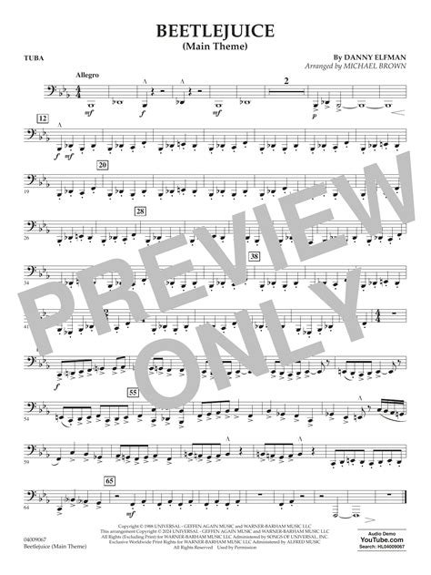 Beetlejuice (Main Theme) (arr. Michael Brown) - Tuba by Danny Elfman Sheet Music for Concert ...