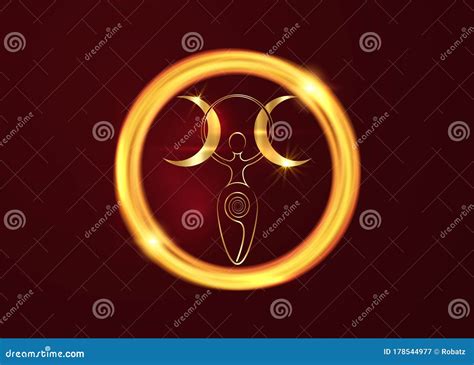 Gold Spiral Goddess of Fertility and Triple Moon Wiccan. the Spiral Cycle of Life, Death and ...