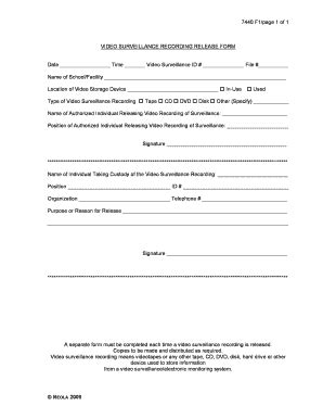 7440 F1/page 1 Of 1 VIDEO SURVEILLANCE RECORDING RELEASE FORM - Fill ...