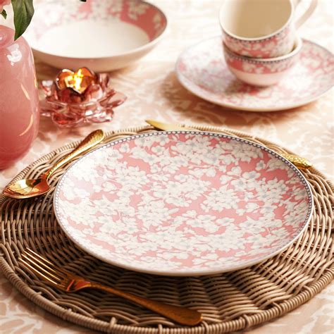 Shop Pink Floral Print Ceramic Dinner Plates - at Best Price Online in ...