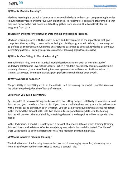 Machine learning interview questions - 1) What is Machine learning ...