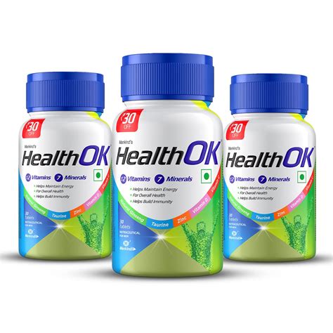 Health OK Multivitamin with Natural Ginseng, Taurine power, Daily ...
