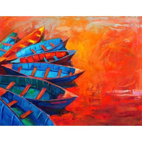 Pitaara Box Boats & Jetty D10 | Unframed Canvas Painting for Bedroom ...