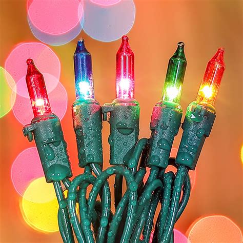 Amazon.com: mimigogo 50-Count Multicolor Christmas Lights with Green ...
