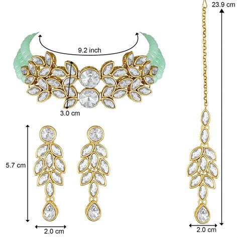 Etnico 18K Gold Plated Traditional Stone Studded Pearl Choker Necklace ...