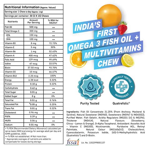 Buy QUARANT VITACHEWS OMEGA 3 FISH OIL + MULTIVITAMIN FOR MEN & WOMEN ...