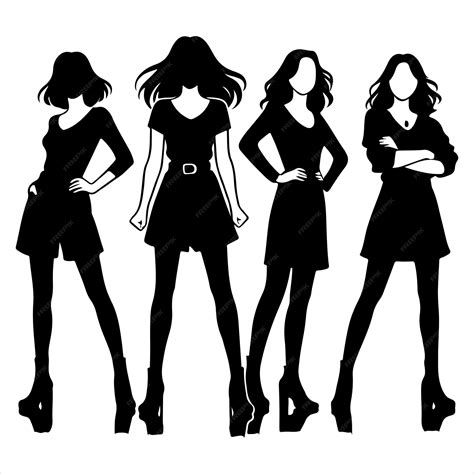 Sisterhood Silhouette Girls Holding Hands in Unity black colour vactor | Premium AI-generated vector