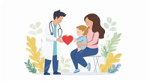 Pediatrician Listening to Babys Heartbeat in Flat Vector Illustration | Premium AI-generated vector