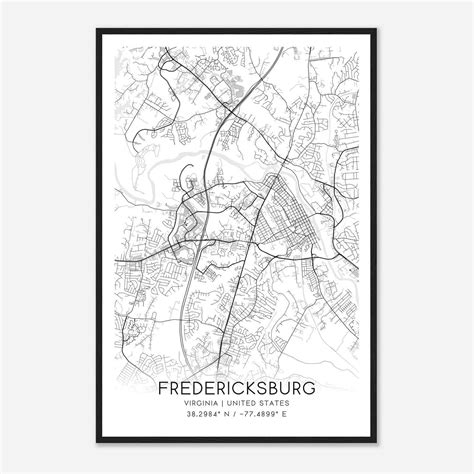 Fredericksburg Virginia Map Poster, Modern Home Decor Wall Art Print ...