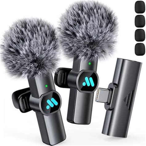 Leettus 2pcs Lavalier Wireless Microphone for iPhone 15/Android ...