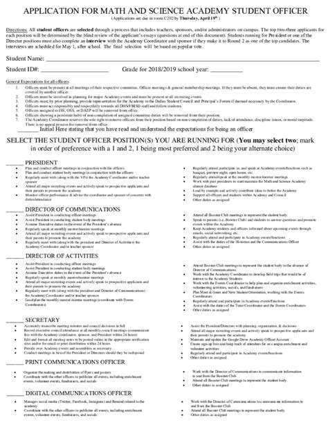 Fillable Online APPLICATION FOR MATH AND SCIENCE ACADEMY ... Fax Email ...