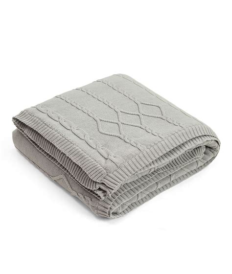 Twist Cable Cotton Knitted Throw Blanket With Warm Sherpa (Cool Grey ...