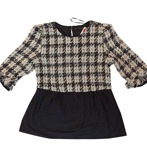 Flying Bird Women's Polyester Black and White Mix Brown Strips Top ...