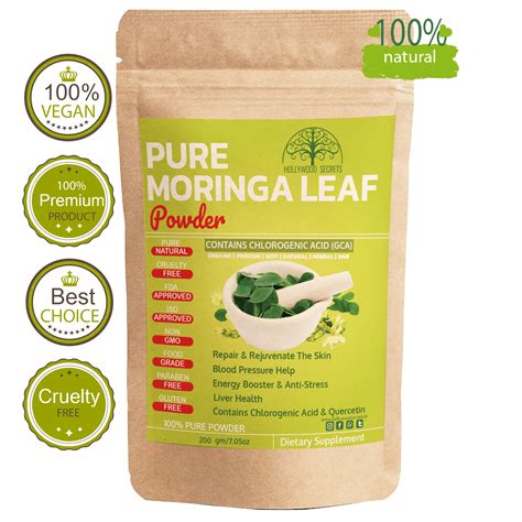Buy Hollywood Secrets Organic Pure Moringa Oleifera Leaf Drumstick ...