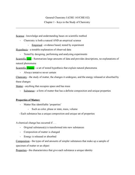 General Chemistry 1 - Chapter 1 - General Chemistry I (CHE 145/CHE102 ...
