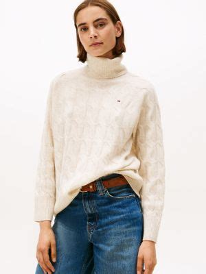 Wool Cable Knit Turtleneck Sweater | Tommy Hilfiger