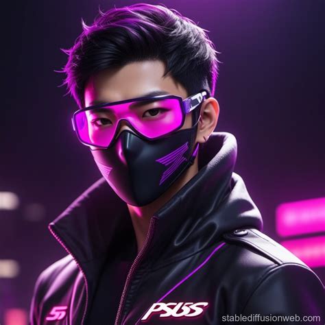 Asian Man in Ski Mask, Persona 5 Style | Stable Diffusion Online