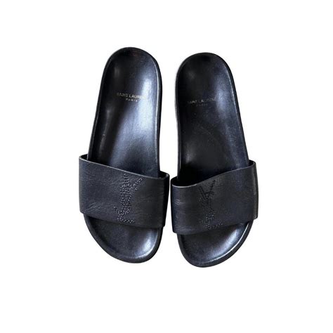 Yves Saint Laurent Women's Black Slides | Depop