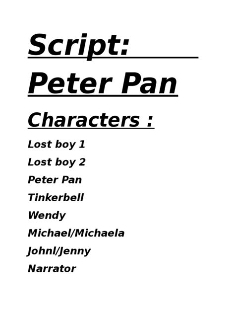 Image result for Peter Pan Transcript