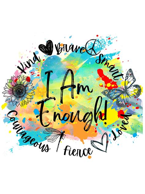 I Am Enough PNG Digital Image Download, Mental Health Matters, Instant ...