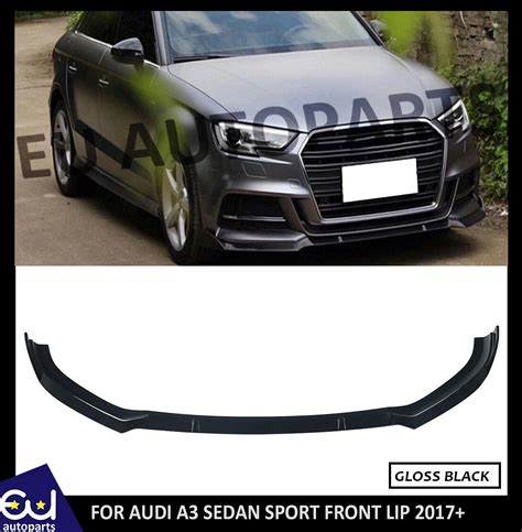 FOR AUDI A3 S3 8V S-LINE SALOON FRONT SPLITTER LIP GLOSSY 2017-20